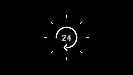An icon symbolizing continuous twenty-four-hour availability, emphasizing round-the-clock access, reliability, and constant operational readiness
