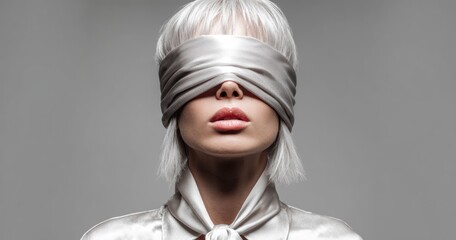 Woman with blindfold close up