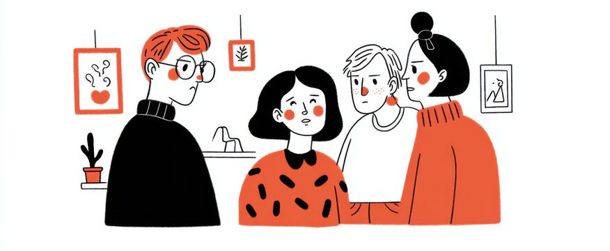 The art critique group passionately explores emotions stirred by the contemporary painting.