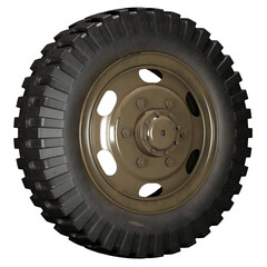 Wheel truck object with detailed tire tread and realistic metal rim