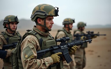 Military soldiers training during military training. High quality