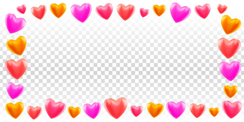 Vector heart frame overlay for Valentine's Day isolated on transparent background.