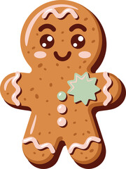 Cute gingerbread man cookie vector.