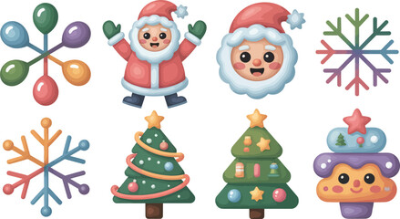 Cute christmas holiday icon set.