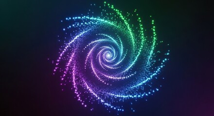 Luminous Rainbow Spiral of Sparkling Particles in a Cosmic Vortex.