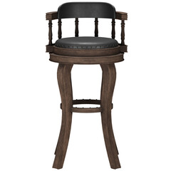 Vintage wooden bar stool with rustic design, aged wood texture, and classic craftsmanship