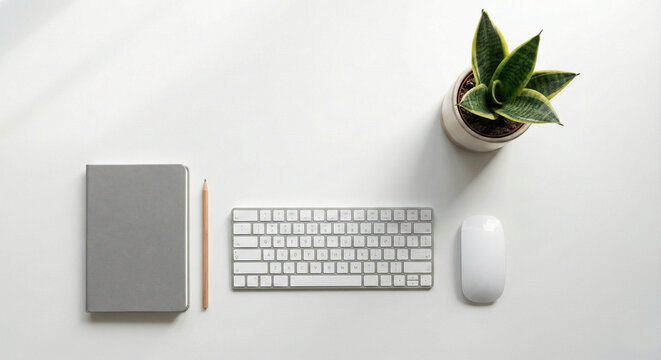 Minimalist Office Desk Workspace Top View