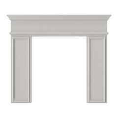 Elegant architectural doorway with decorative molding and trim on white background