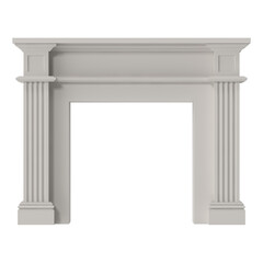 Fototapeta premium Elegant fireplace mantel with fluted columns isolated on a white background