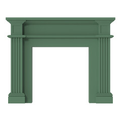 Obraz premium Green fireplace mantel with fluted columns on a white background
