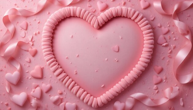 Dreamy pink heart and ribbon design perfect for Valentine's Day promotions or romantic projects.
