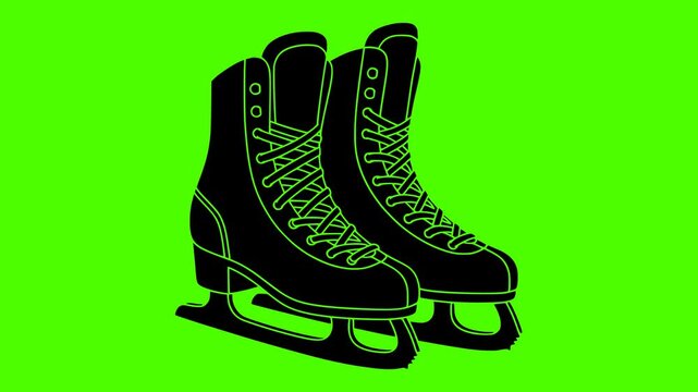 sport illustration winter silhouette video logo green icon screen outline rink ice skate activity skating active woman cold fun shape for vector graphic background