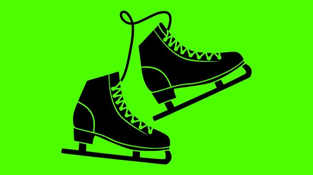 sport illustration winter silhouette video logo green icon screen outline rink ice skate activity skating active woman cold fun shape for vector graphic background