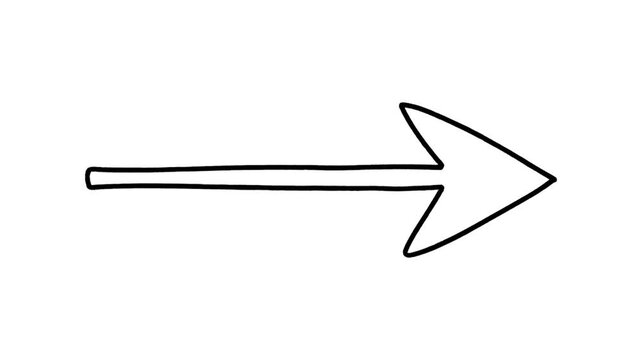 A simple, black sketched arrow pointing right, composed of two parallel lines with a square base