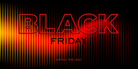 Black Friday Deals Day Banner. Gradient blurred background with a fluted glass effect, red pattern on a black background.