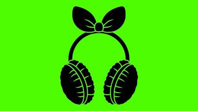 winter illustration headset silhouette video logo green icon screen outline music young lifestyle people headphones earphones happy person technology shape entertainment vector graphic background