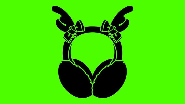 winter illustration headset silhouette video logo green icon screen outline music young lifestyle people headphones earphones happy person technology shape entertainment vector graphic background