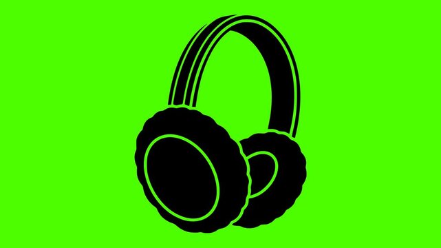 winter illustration headset silhouette video logo green icon screen outline music young lifestyle people headphones earphones happy person technology shape entertainment vector graphic background