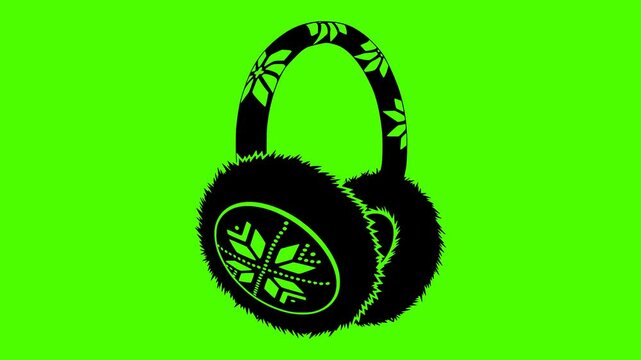 winter illustration headset silhouette video logo green icon screen outline music young lifestyle people headphones earphones happy person technology shape entertainment vector graphic background