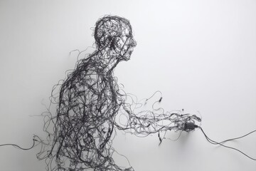 Fototapeta premium Wire Sculpture of Human Figure