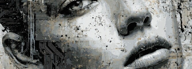 Abstract face with circuitry