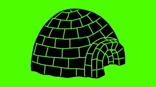 house illustration igloo silhouette green logo screen icon video outline winter snow nature ice landscape cold sky dome arctic shape icehouse vector graphic background