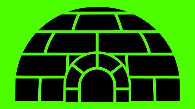 house illustration igloo silhouette green logo screen icon video outline winter snow nature ice landscape cold sky dome arctic shape icehouse vector graphic background