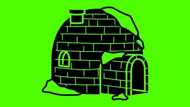 house illustration igloo silhouette green logo screen icon video outline winter snow nature ice landscape cold sky dome arctic shape icehouse vector graphic background