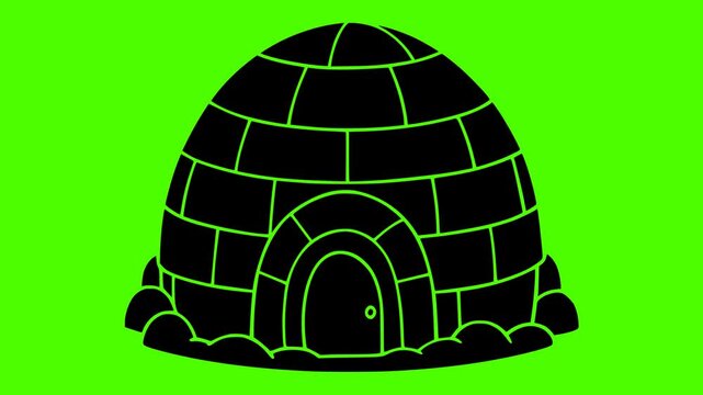 house illustration igloo silhouette green logo screen icon video outline winter snow nature ice landscape cold sky dome arctic shape icehouse vector graphic background