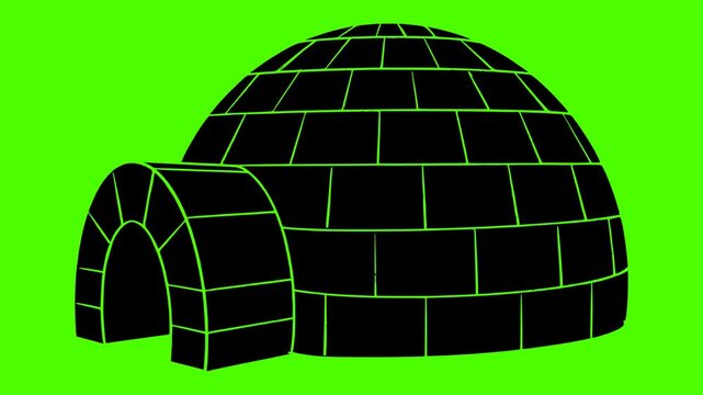 house illustration igloo silhouette green logo screen icon video outline winter snow nature ice landscape cold sky dome arctic shape icehouse vector graphic background