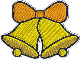 Colored Embroidered Patch Bell with Ribbon Bow