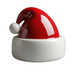 Glossy Santa Hat Ornament in Minimalist Red and White Design