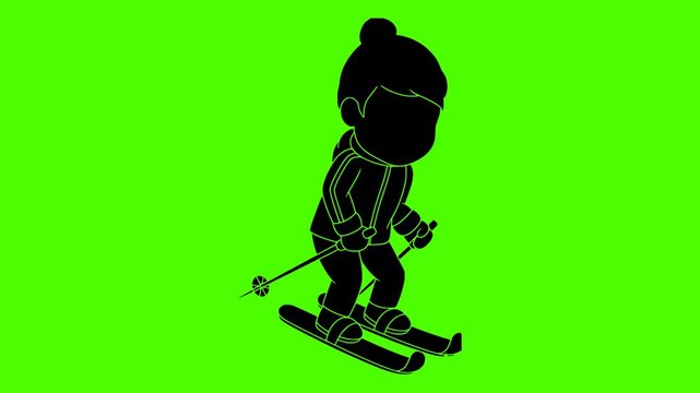 sport illustration winter silhouette video logo green icon screen outline  mountain mountain extreme active ski action vacation downhill snow shape competition vector graphic background