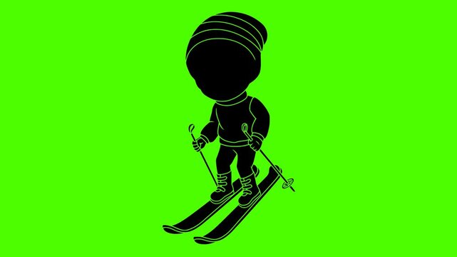 sport illustration winter silhouette video logo green icon screen outline  mountain mountain extreme active ski action vacation downhill snow shape competition vector graphic background