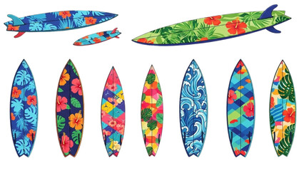 Tropical Surfboard Collection Vibrant Watercolor Designs for Coastal Living