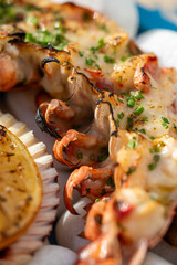 grilled lobster with garlic close up