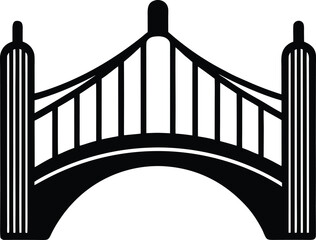 Black and White Stylized Arch Bridge Silhouette

