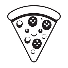 Cute Happy Pizza Slice Icon

