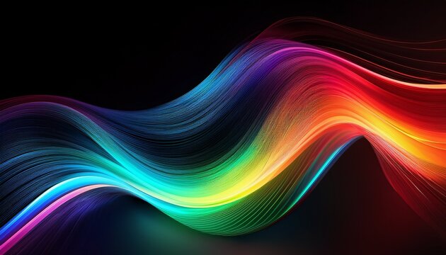 dynamic bright spectrum wave in a swoosh isolated on transform background