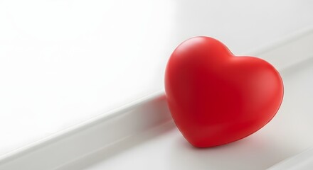 Vibrant red heart symbol on a clean white background with generous copy space for National Blood Donor Month concept and healthcare awareness campaign