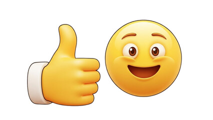 Emoji Thumbs Up Next to Grinning Face for Positive Online Interactions