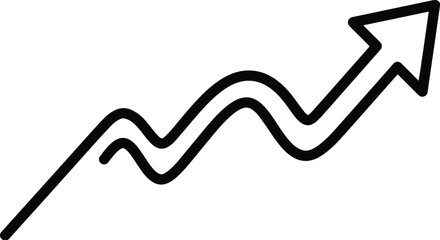 Wavy Double Arrow Icon. Concept of Unstable Growth, Volatility, Fluctuation, or Continuous Development.