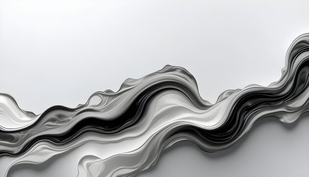 Minimalist Black and White 4K Wallpaper Featuring Elegant Abstract Fluid Shapes in a Clean Modern Style