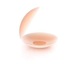 Abstract organic shapes in soft skin tones on white, minimalist design. 3d illustration