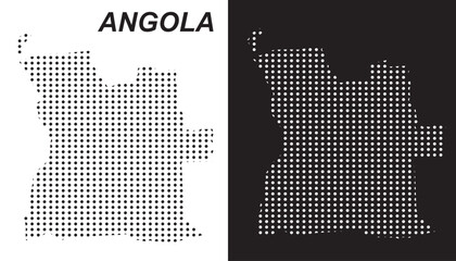 Angola Dot Map Vector, Digital Geometric Silhouette, Infographic Template, Point Scale Technology Concept, Africa Country EPS