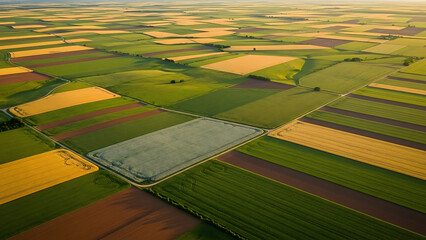 Aerial View of Fields and Agricultural Land