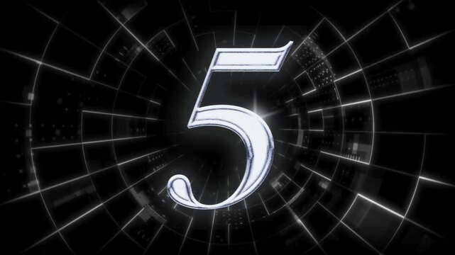 Countdown 10 to 0 with Black Background and Shiny Silver Numbers