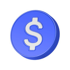 3d rendering icon dollar coin blue color