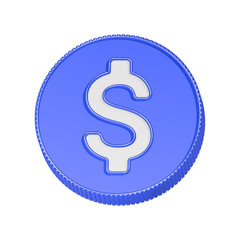 3d rendering icon dollar coin blue color