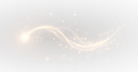 Magic gold swirl wave with glistering starry bokeh, bright shimmer spray, scattered confetti dots and luxury sparkling pattern forming a festive abstract decorative element in high-quality png.